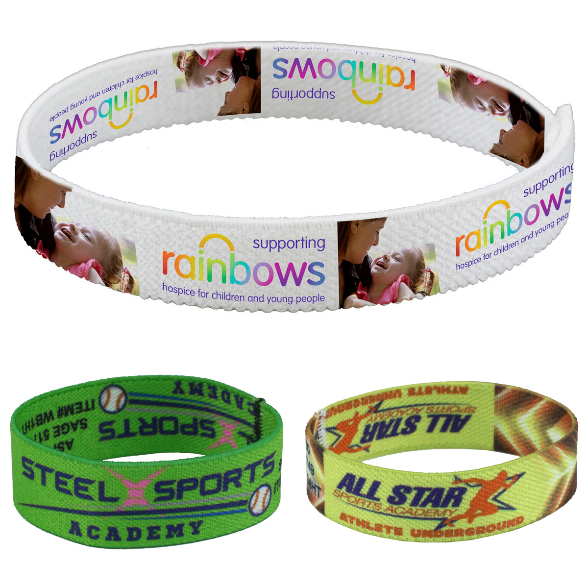 WRIST TWIST 1/2 Stretchy Elastic Dye Sublimation Wristbands - PhotoImage ®  Full Color Imprint - Innovation Line