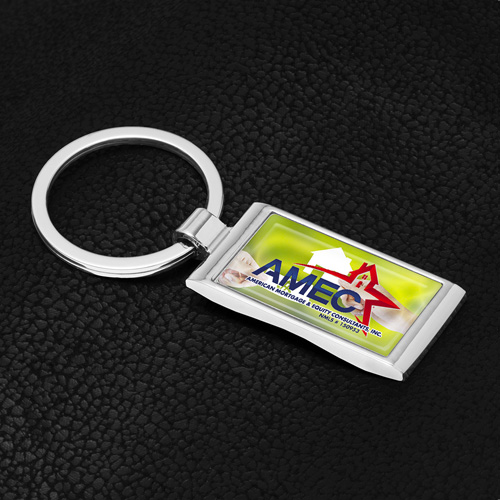 "GEO D" Economy Metal Keyholder with PhotoImage ® Full Color Domed Imprint*