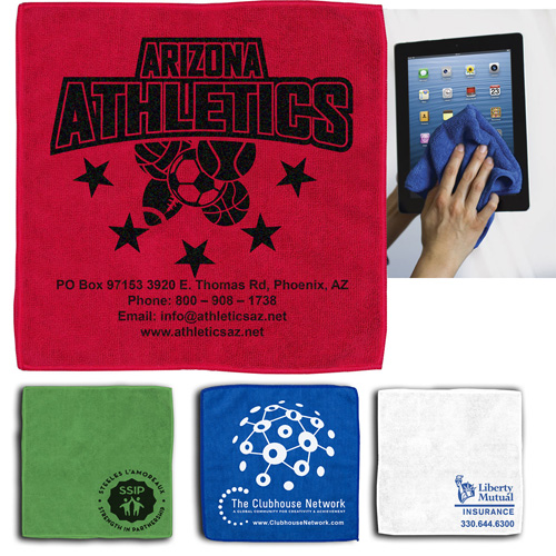 12" X 12" - "LILY" - 300GSM Heavy Duty Microfiber Electronics, Rally or Sports Towel