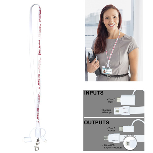 "LAYTON" 3-in-1 Lanyard Cell Phone Charging Cable with Type C Adapter 