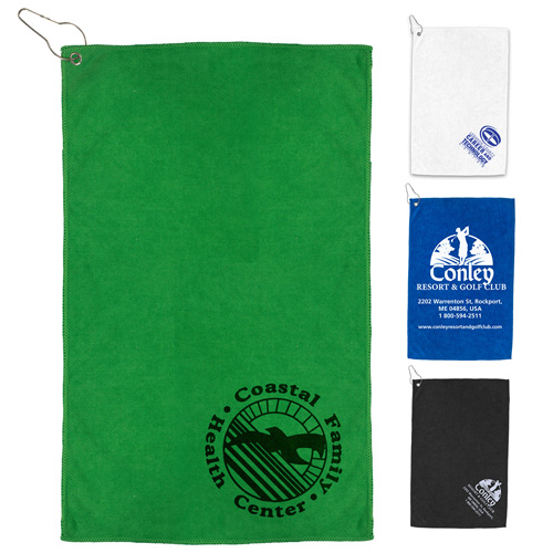 "THE IRON" 300 GSM Heavy Duty Microfiber Golf Towel with Metal Grommet and Clip 12" x 18"