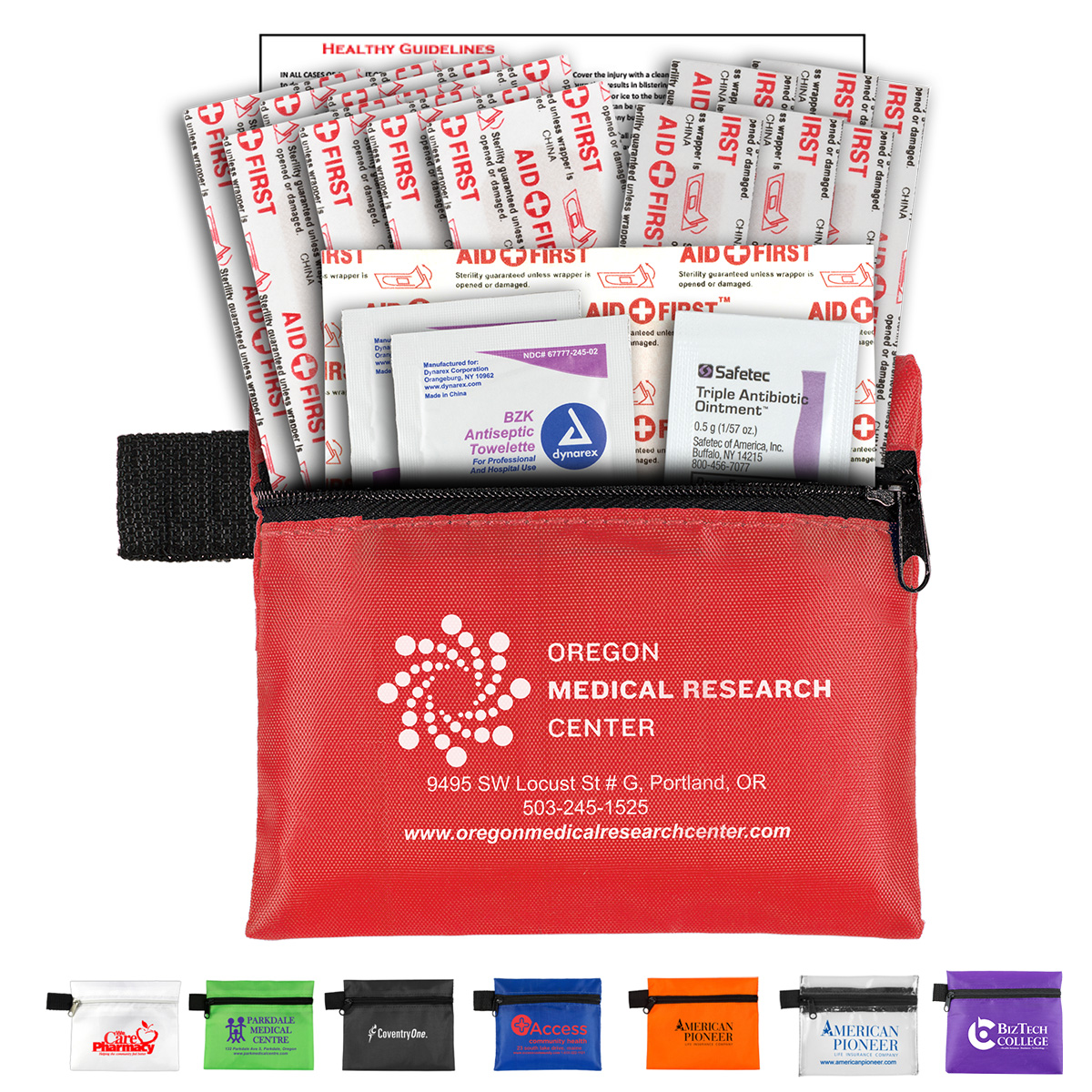 "DOC" 19 Piece Healthy Living Pack Components inserted into Zipper Pouch