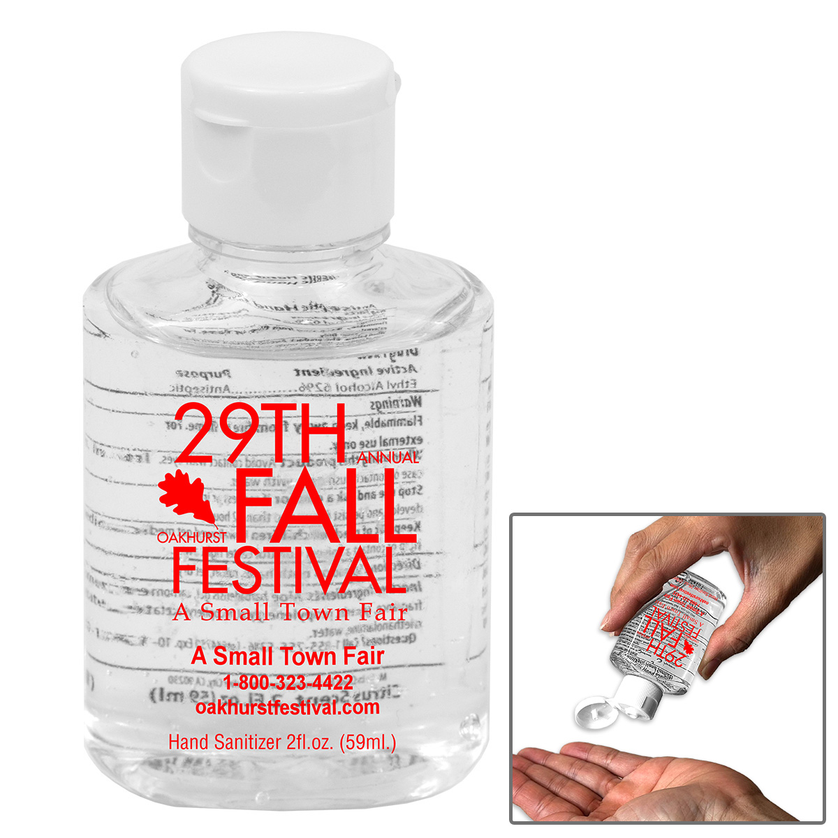 “SanPal L” 2.0 oz Hand Sanitizer Antibacterial Gel in Flip Top Squeeze Bottle (Spot Color Print)