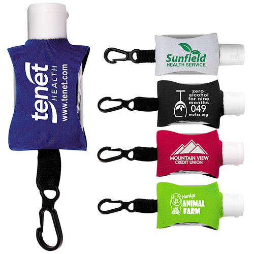 "SANPAL SLEEVE" 0.5 oz Hand Sanitizer Antibacterial Gel in Clip-On Neoprene Sleeve Cover