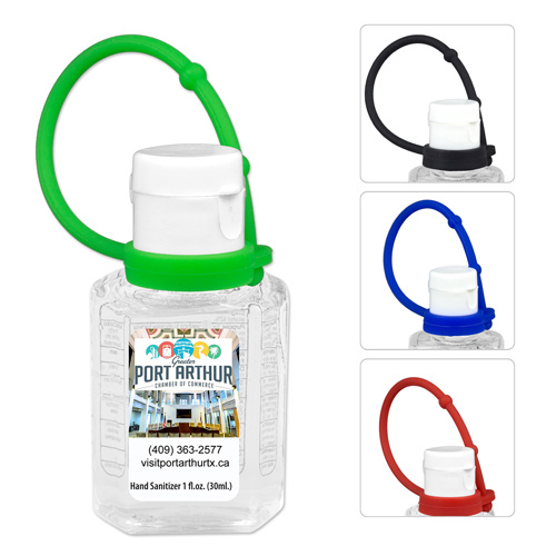 "SANPAL CONNECT" 1.0 oz Compact Hand Sanitizer Antibacterial Gel in Flip-Top Squeeze Bottle with Colorful Silicone Leash