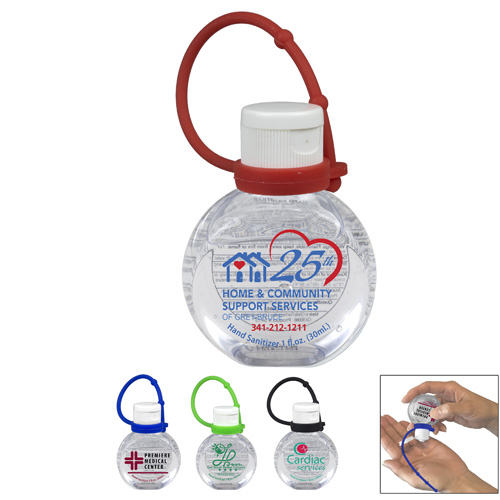 1 oz.Hand Sanitizer Antibacterial Gel with Adjustable Silicone Carry Strap - Spot Color Direct Print