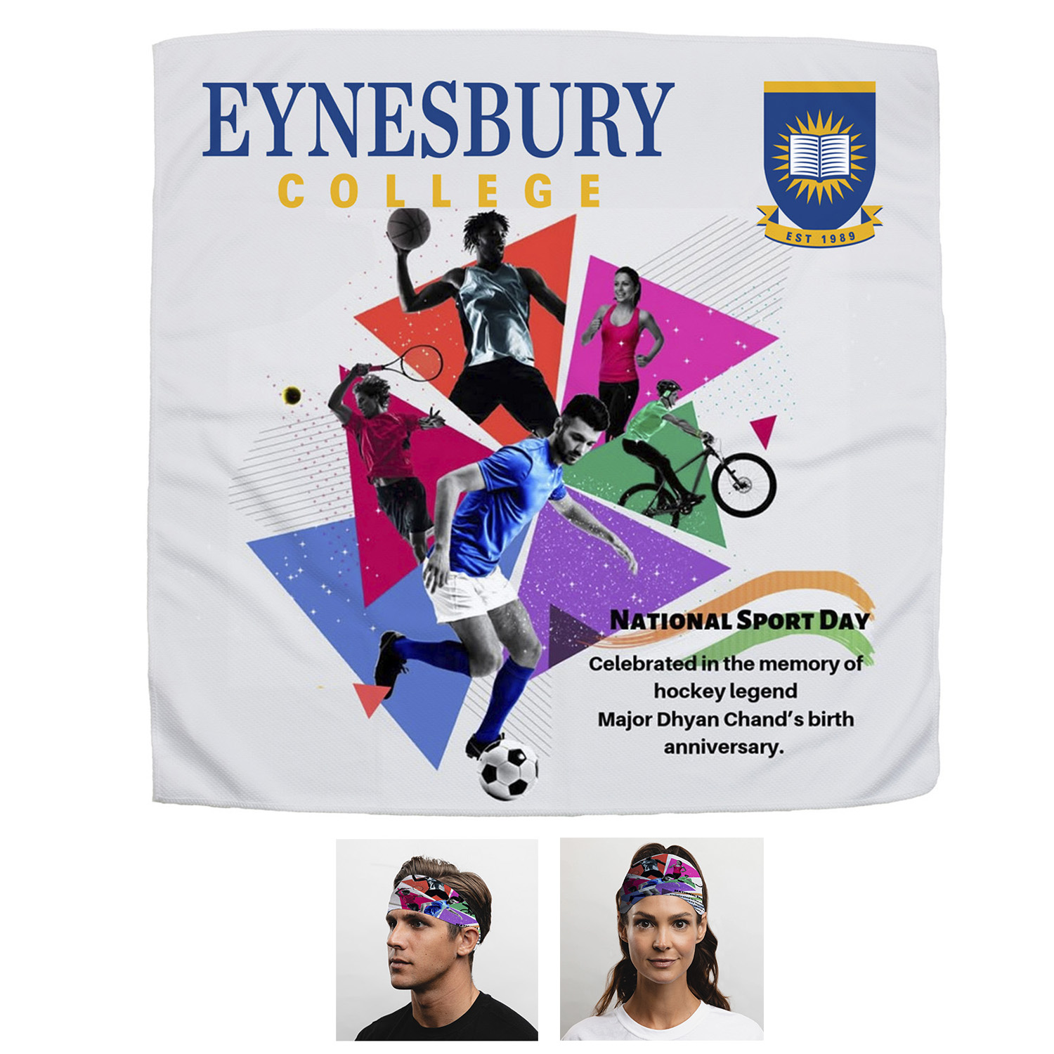 "THE COOLING BANDANA" Full Color Sublimation Headband and Neck Wear – 22” H x 22” W