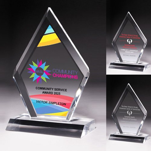 7512S (Screen Print), 7512L (Laser), 7512P (4Color Process) - Multi-Faceted Acrylic Award - 5” x 8 3/4”