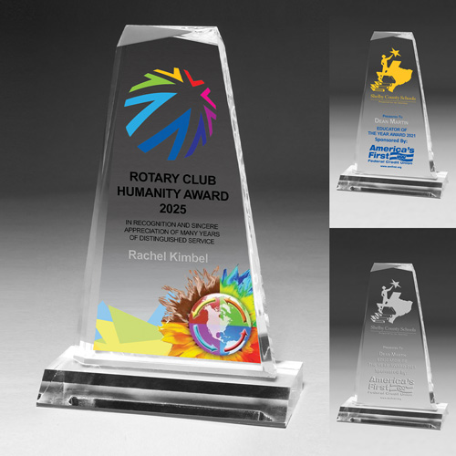 7541-2S (Screen Print), 7541-2L (Laser), 7541-2P (4Color Process) - Multi-Faceted Acrylic Award - 7 1/4"