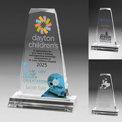 7541S (Screen Print), 7541L (Laser), 7541P (4Color Process) - Multi-Faceted Acrylic Award - 8 3/4"