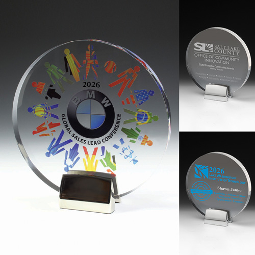 7548S (Screen Print), 7548L (Laser), 7548P (4Color Process) - Round Award w/Chrome Base