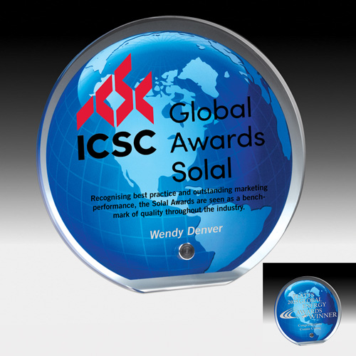 7568-1S (Screen Print), 7568-1L (Laser) - Globe Graphic Award - 6 1/2" Dia