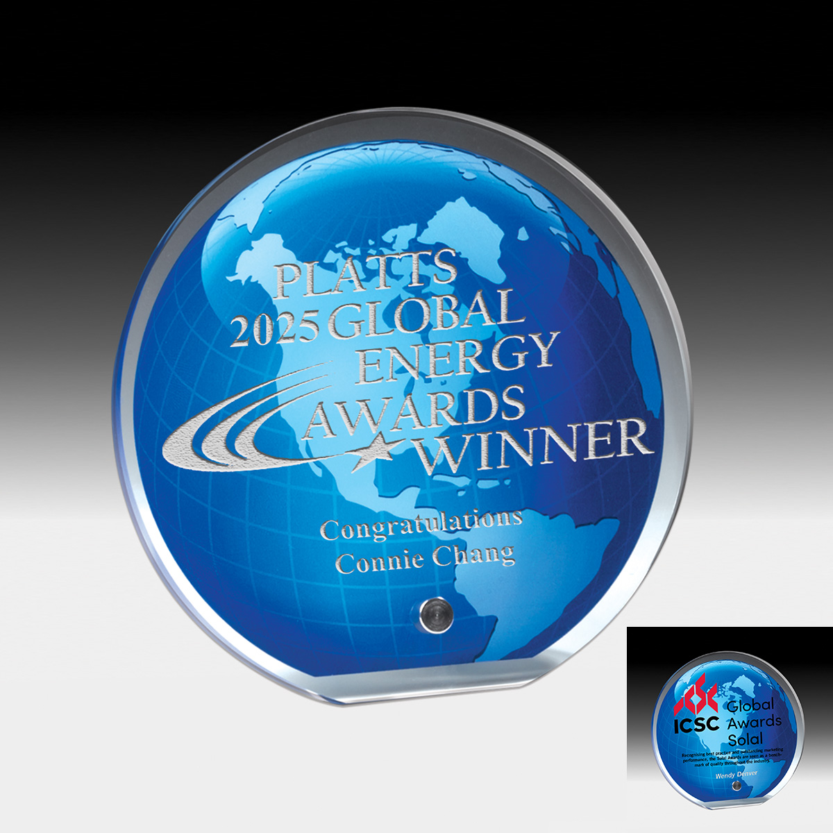 7568-2S (Screen Print), 7568-2L (Laser) - Globe Graphic Award - 5" Dia