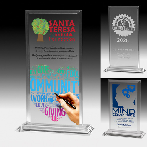 7602-1S (Screen Print), 7602-1L (Laser), 7602-1P (4Color Process) - Slim Line Acrylic Billboard Award