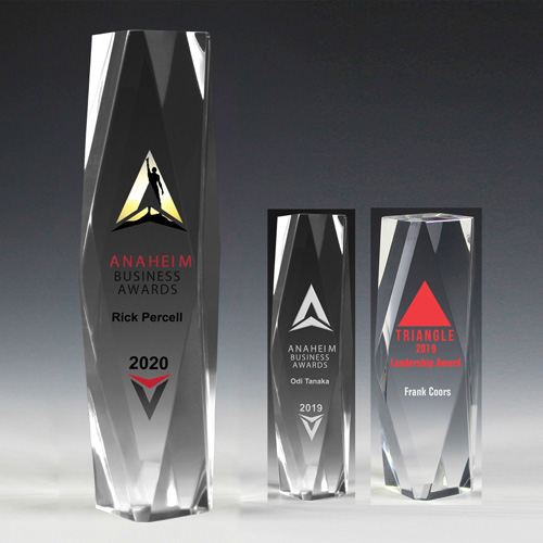 7606-1S (Screen Print), 7606-1L (Laser), 7606-1P (4Color Process) - 2” Thick Obelisk Acrylic Awards