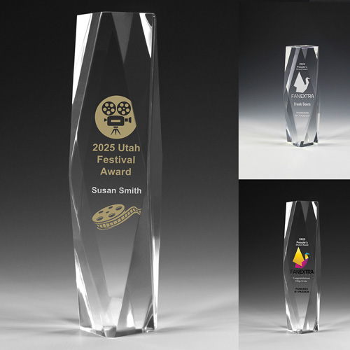 7606-2S (Screen Print), 7606-2L (Laser), 7606-2P (4Color Process) - 2” Thick Obelisk Acrylic Awards