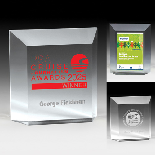 7607-2S (Screen Print), 7607-2L (Laser), 7607-2P (4Color Process) - Beveled Elegant Freestanding Awards