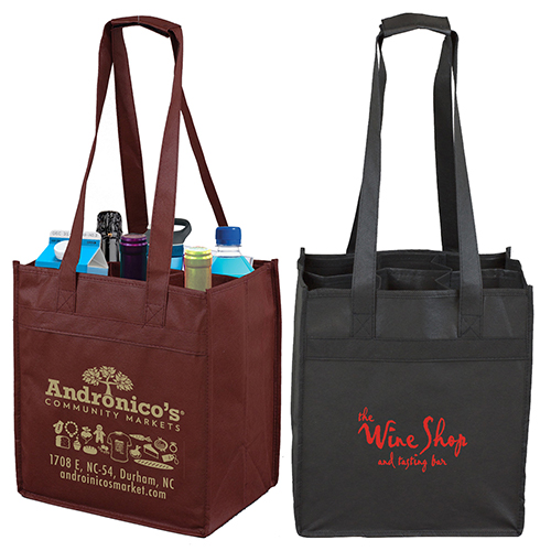 10" W x 11" H -  "THE SONOMA" 6 Bottle Wine Tote Bag