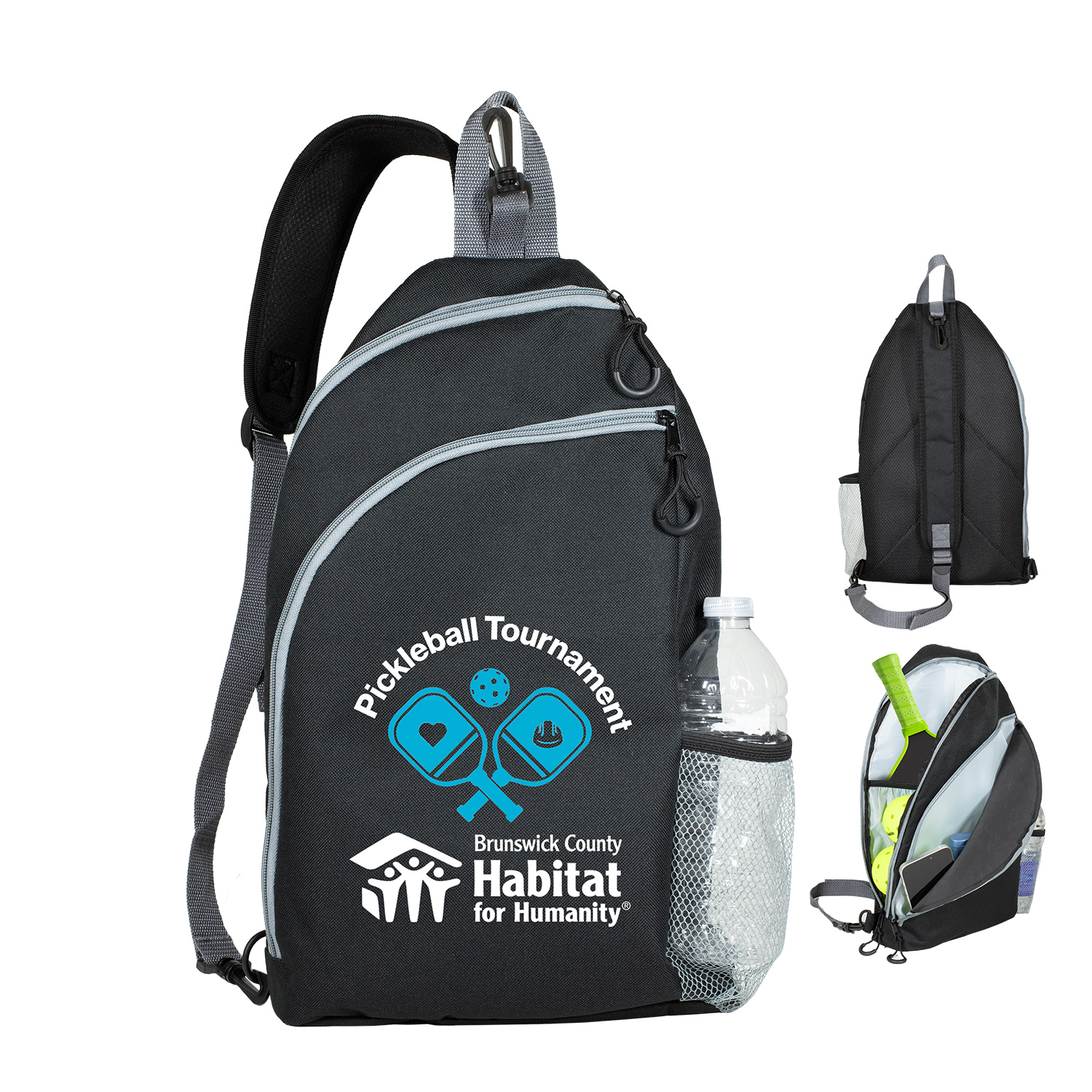 &ldquo;PADDLE SLING ALL SPORT" Recycled Crossbody Pickleball  & Sports Gear Sling Bag