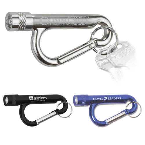 "CHIRON LIGHT" Metal Carabiner Flashlight with Split Ring Attachment