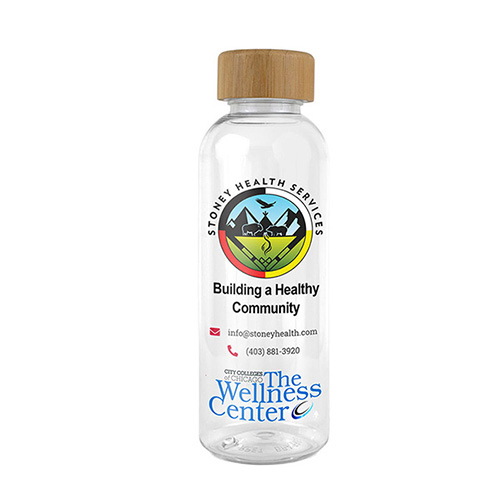 “CLEARLY FLOW” 16 oz Recycled RPET Bottle With Bamboo Cap