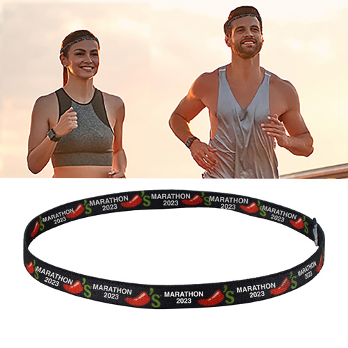 "MARATHON 1/2" Headband Stretchy Elastic Dye Sublimation Headbands - PhotoImage ® Full Color Imprint