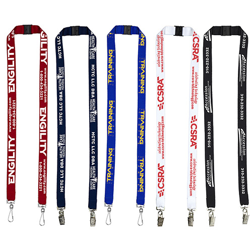 "RICARDO" 3/4" Dual Attachment Polyester Silkscreen Lanyard with FREE Breakaway Safety Release