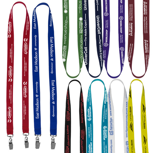 "BELMONT" 3/4” Import Air Ship Width Dual Attachment Silkscreen Polyester Lanyard