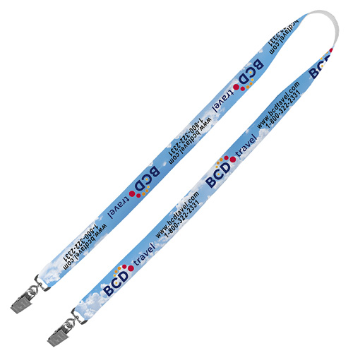 3/4” Width Dual Attachment Super Soft Polyester Multi-Color Sublimation Lanyard