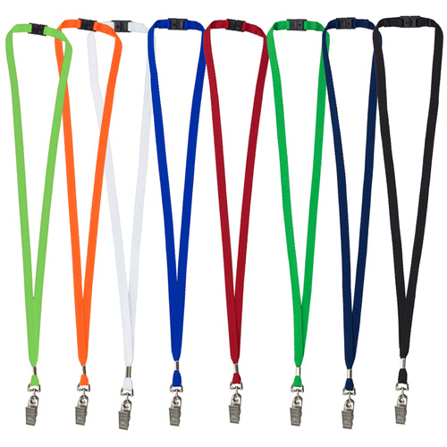 "OWEN" 3/8" Blank Lanyard with Breakaway Safety Release Attachment - Bulldog Clip