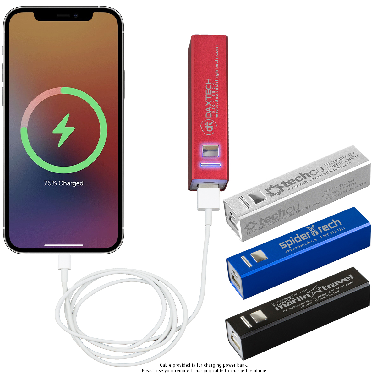 "IN CHARGE ALLOY" UL Listed Aluminium 2200 mAh Lithium Ion Portable Power Bank Charger