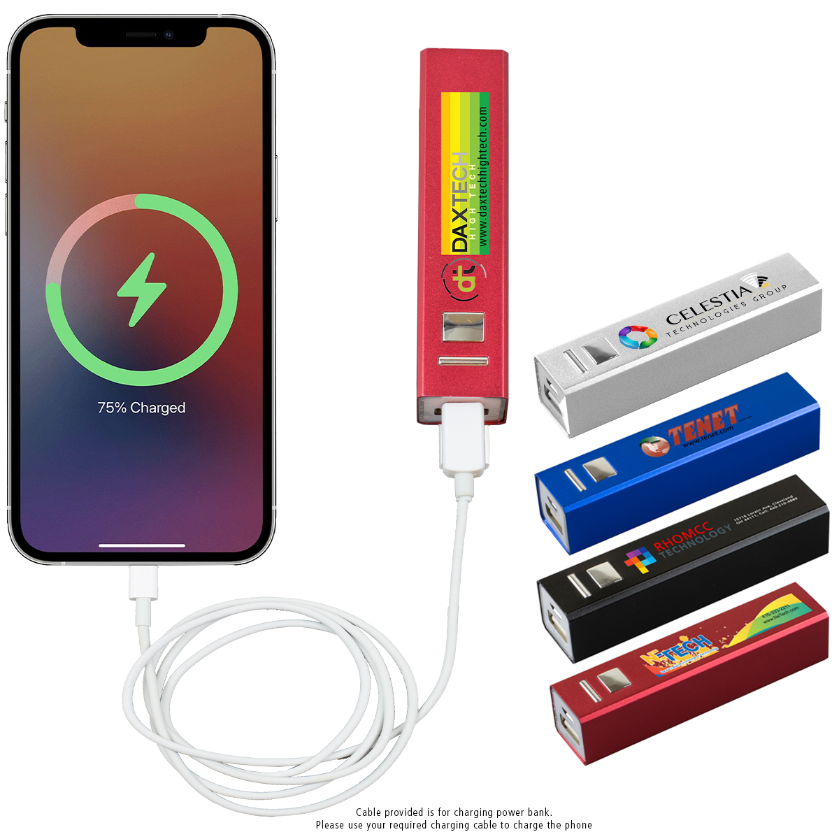 "IN CHARGE ALLOY" UL Listed Aluminium 2200 mAh Lithium Ion Portable Power Bank Charger (Photoimage Full Color)