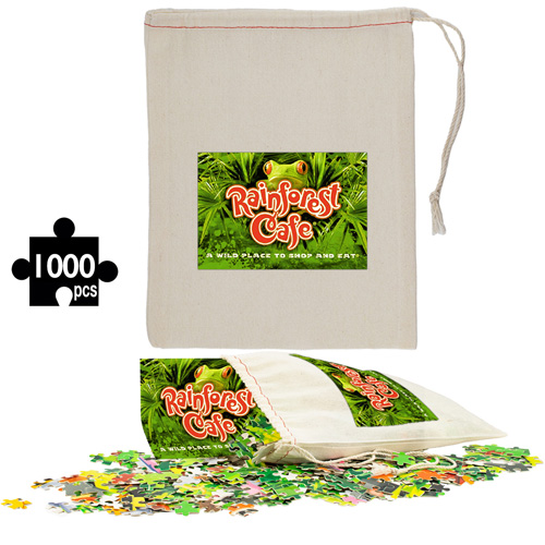 "BENTON" 1000 Puzzle In Cotton Drawstring Cinch - 8&rdquo; W x 10&rdquo; H 1000pcs