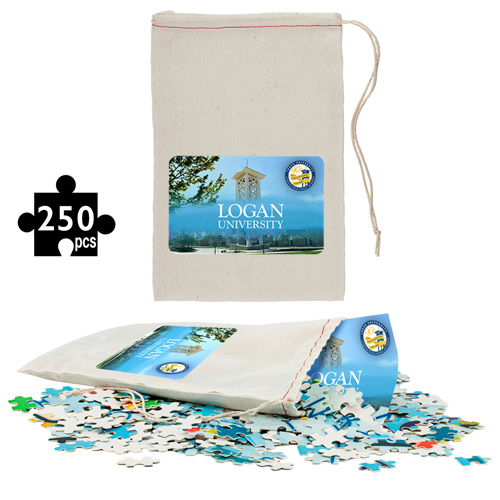 "WINSLOW" 250 Piece Puzzle In Cotton Drawstring Cinch -  6&rdquo; W x 10&rdquo; H