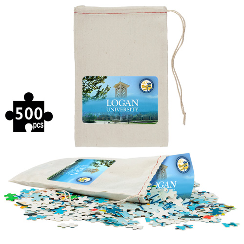 "LARAMIE" Puzzle In Cotton Drawstring Cinch 6&rdquo; W x 10&rdquo; H  - 500 pcs