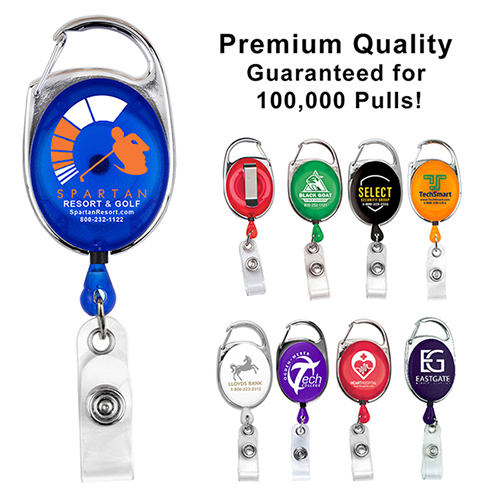 "OBERLIN" 30" Cord Retractable Carabiner Style Badge Reel and Badge Holder (Patent D539,122)