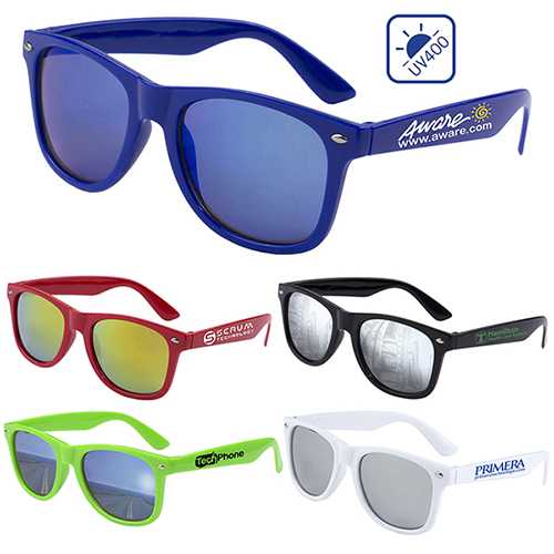 "CLAIREMONT" Colored Mirror Tint Lens Sunglasses with High Gloss Frame