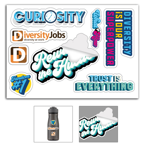 “CUSTOMCUT™” 5” x 7” Full Color Custom Shape Removable Vinyl Sticker Sheets