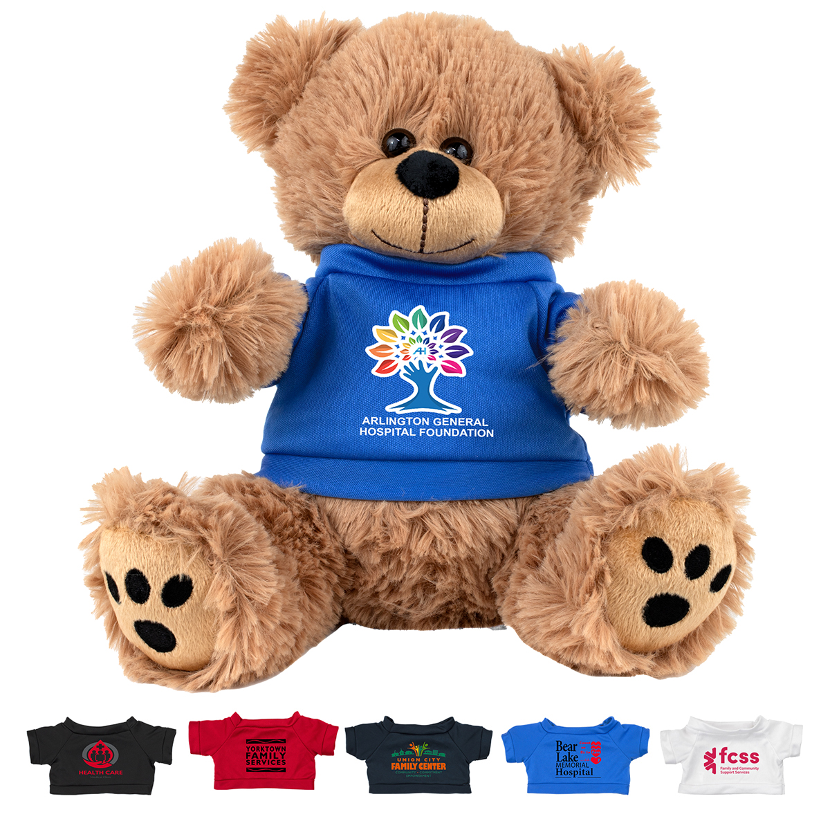 "FRED E. BEAR" LARGE 8" Plush Teddy Bear With Choice of T-Shirt Color