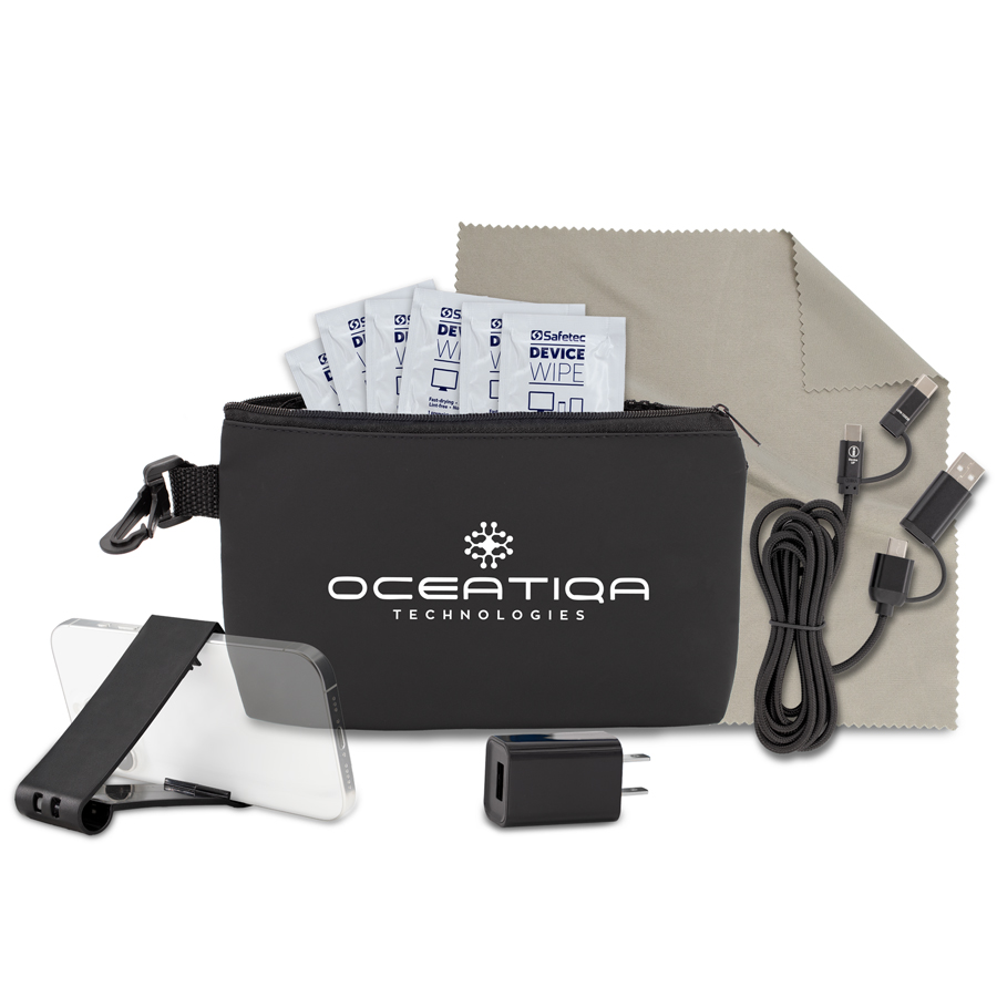 &ldquo;ASPEN&rdquo;  10 pcs Charging Kit in Black Mesh Zipper Pouch