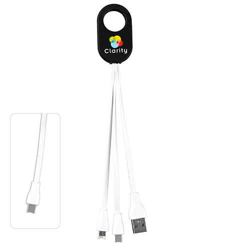 "WEBER" 5-in-1 Cell Phone Charging Cable with Type C Adapter and Carabiner Type Spring Clip