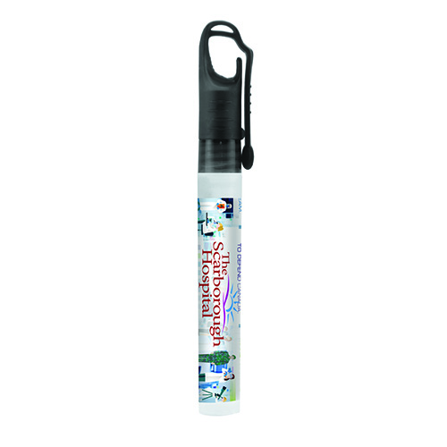 10 ml. Antibacterial Hand Sanitizer Spray Pump Bottle with Carabiner Clip Cap & Lanyard Loop(PhotoImage Full Color)