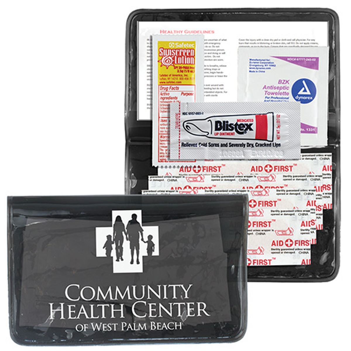 "SUN-IS-FUN" 8 Piece Sun Relief First Aid Kit in Colorful Vinyl Pouch