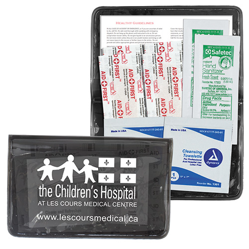 "MESS-NO-MORE L" 9 Piece Stay Clean First Aid Kit in Colorful Vinyl Pouch