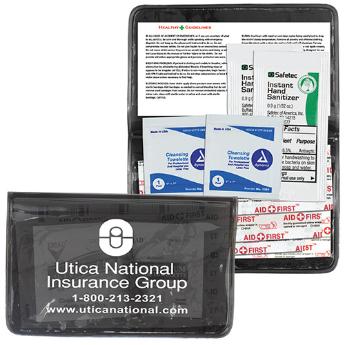 "MESS-NO-MORE XL" 10 Piece Stay Clean First Aid Kit in Colorful Vinyl Pouch