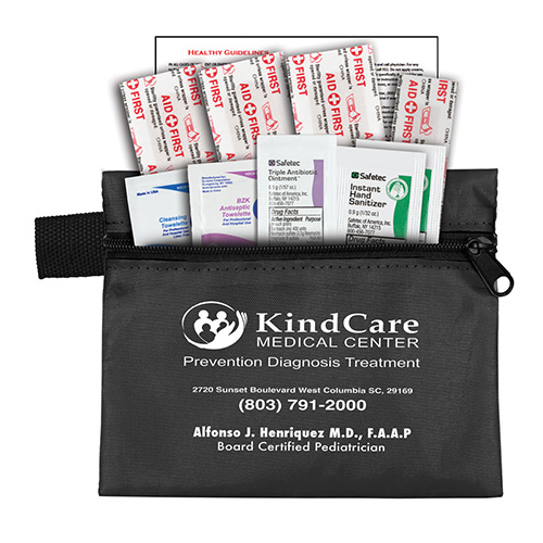 "SAFETY ZIP" 10 Piece Hand Sanitizer First Aid Kit in Zipper Pouch