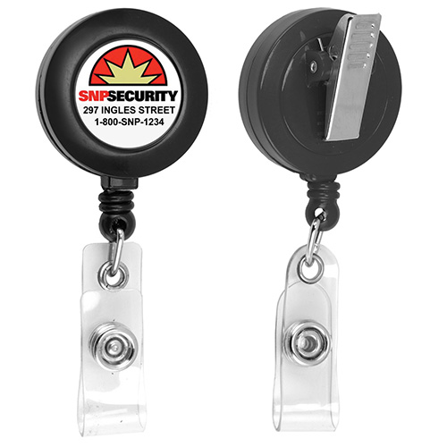 "Worthington VL" 30” Cord Round Jumbo Imprint Retractable Badge Reel and Badge Holder with Metal Slip Clip Attachment