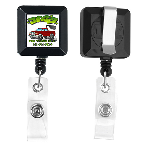 "Kent VL" 30” Cord Square Retractable Badge Reel and Badge Holder with Metal Slip Clip Attachment
