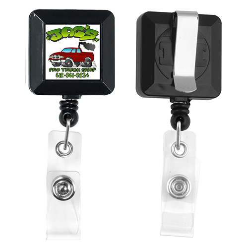 "KENT VL" 30" Cord Square Retractable Badge Reel and Badge Holder with Metal Slip Clip Attachment