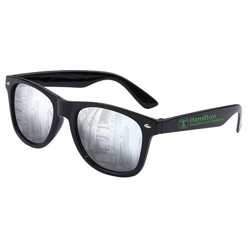 "CLAIREMONT" Colored Mirror Tint Lens Sunglasses with High Gloss Frame